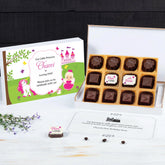 Design interface for first birthday party card chocolates